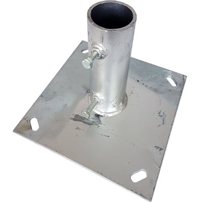 1.5" To 2" Pole Mast Ground Base Plate Galvanised Stand Mount Aerial Satellite from B&Q