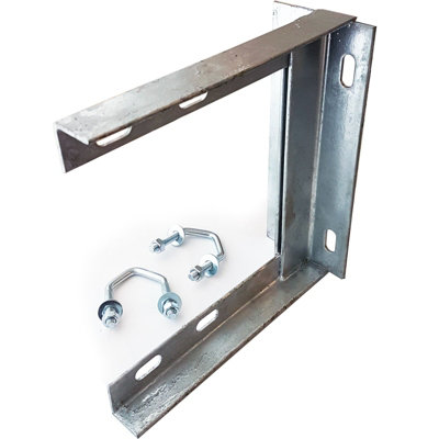 9" X 9" Tv Aerial Wall Mounting Bracket & V Bolts Galvanized Pole Mast Install from B&Q