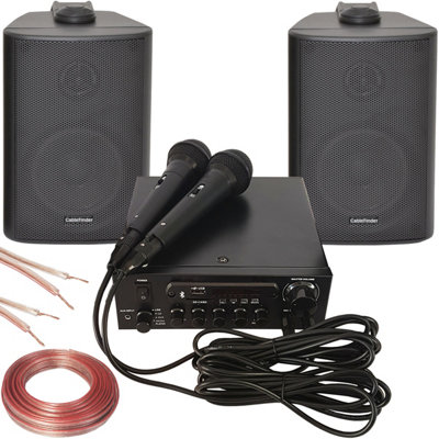 B&Q -  Bluetooth Karaoke System Kit Wireless Amplifier Player Speakers & Microphones