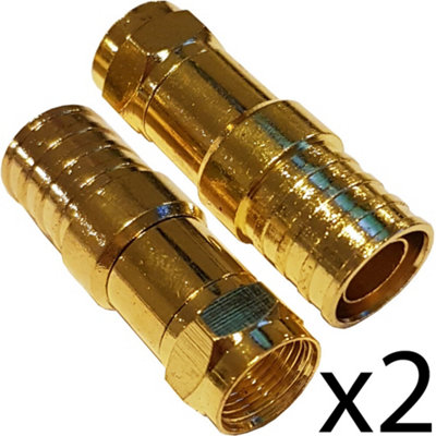  - 2X Pro Outdoor Ct125 Wf125 F Type Male Hex Crimp Connector Plug Thick Coax Cable