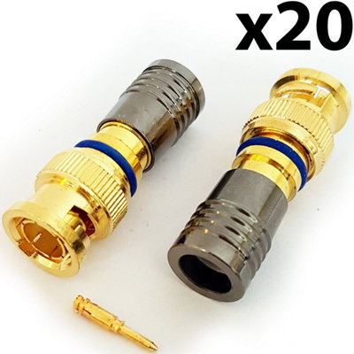 20X Bnc Compression Connectors Rg6 Crimp Male Plugs Coaxial Cable Cctv Install from B&Q