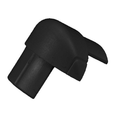 16mm X 8mm Black Smooth Fit Right Angled External Bend Trunking Adapter Over Top from B&Q
