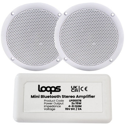 B&Q -  Kitchen Bluetooth Ceiling Speaker Kit Wireless Amp & 2X 80W Moisture Resistant