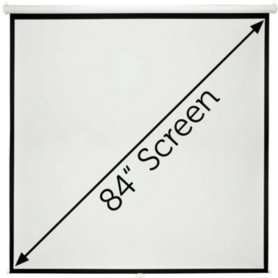 84" Manual Pull Down Projector Screen 1:1 Wall Ceiling Mount Home Movie Cinema from B&Q