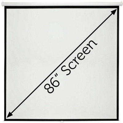 86" Manual Pull Down Projector Screen 4:3 Wall Ceiling Mount Home Movie Cinema from B&Q