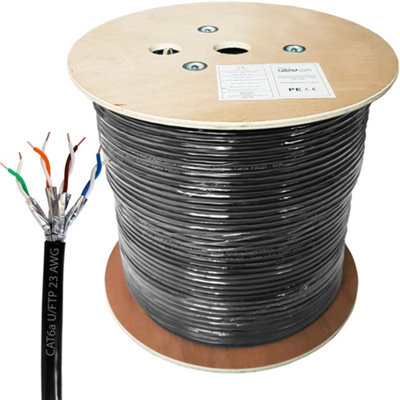 305M (1000 Ft)Outdoor Rated Cat6A Shielded Cable Pure Copper 23 Awg Ftp Data Reel Drum from B&Q