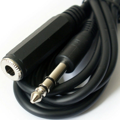  - 3M 6.35mm 1/4" Stereo Plug To Jack Socket Extension Cable Guitar Headphone Lead