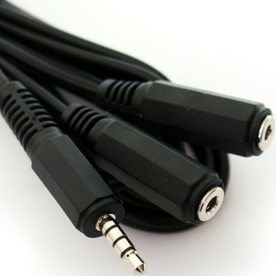 1.8M 3.5mm 4 Pole Splitter Y Cable Camera Trrs Jack Plug To 2 Socket Lead from B&Q