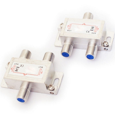 2 Way Port Aerial F Connector Splitter Signal Coaxial Distribution from B&Q