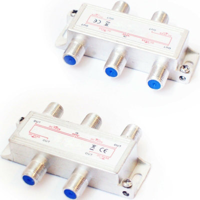 4 Way Port Aerial F Connector Splitter Signal Coaxial Distribution from B&Q