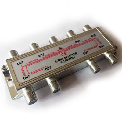 8 Way Port Aerial F Connector Splitter Signal Coaxial Distribution Dc Power Pass from B&Q