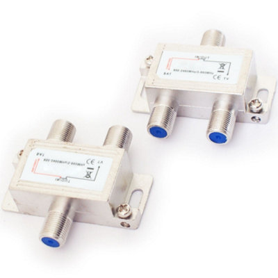  - 2 Way Port F Connector Diplexer Tv Aerial & Satellite Signal Combiner Splitter
