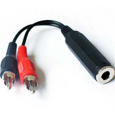  - 0.5M 2 Rca Phono Male To 6.35mm 1/4" Jack Stereo Socket Cable Headphone Adapter