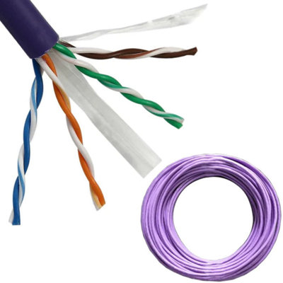 B&Q 305M (1000 Ft) - Low Smoke Cat6 Network Ethernet Cable Copper Lszh Lsoh Ls0h Reel Drum Lilac
