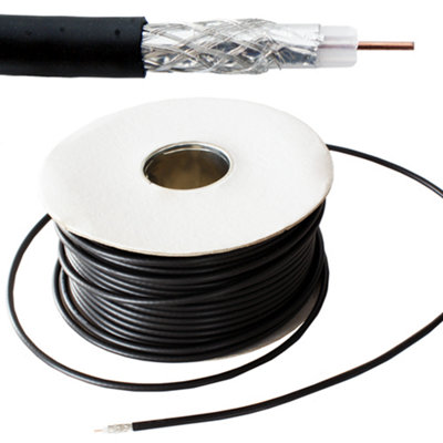50M (164 Ft)Rg59 Black Coaxial Cable For Cctv Video 75 Ohm Wire Reel Drum from B&Q
