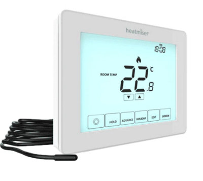 Heatmiser Touch-E Programmable Touchscreen Thermostat For Electric Underfloor Heating16A With 3M Floor Sensor Included. from B&Q