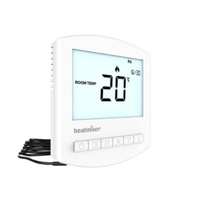 Heatmiser Slimline-E V3 Programmable Thermostat For Electric Underfloor Heating16AFloor Sensor Included from B&Q
