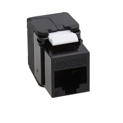 Excel Cat6 Utp Unscreened Low Profile Rj45 Keystone Jack Toolless Black from B&Q