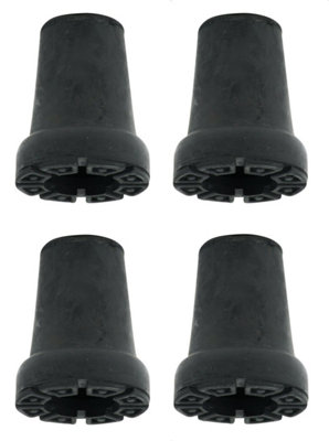 B&Q 4Pcs Black Shock Absorbing 19mm (3/4") Rubber Ferrules For Walking Sticks Canes