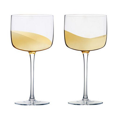 B&Q -  Wave Set Of 2 Gin Glasses Gold