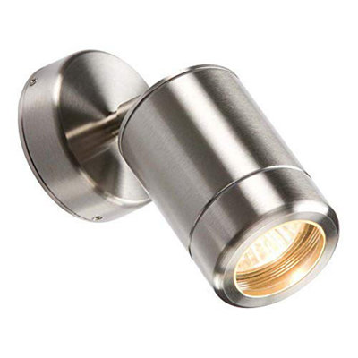 Generic 230V Ip65 Gu10 35W Single Stainless Steel Adjustable Wall Light from B&Q