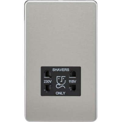 Knightsbridge Screwless Dual Voltage 115V/230V Shaver Socket Brushed Chrome & Black InsertSf8900Bc from B&Q