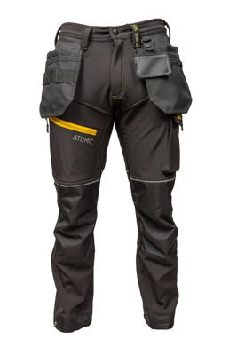 B&Q -  Slim Fit Softshell Work Trousers With Removable Holster Pockets And Knee Pad Pockets