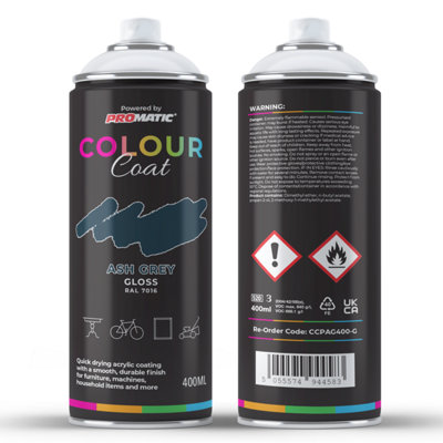 Promatic Colour Coat Ash Grey Ral 7016 Gloss 1K Acrylic Paint 400Ml from B&Q