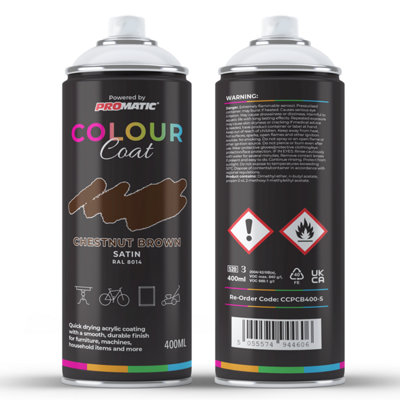 Promatic Colour Coat Chestnut Brown Ral 8014 Satin 1K Acrylic Paint 400Ml from B&Q