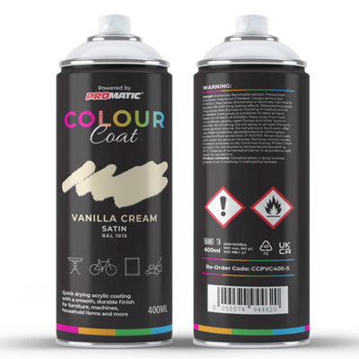 Promatic Colour Coat Vanilla Cream Ral 1015 Satin 1K Acrylic Paint 400Ml from B&Q