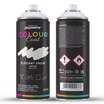 Promatic Colour Coat Elegant Snow Ral 9012 Satin 1K Acrylic Paint 400Ml from B&Q