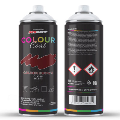 Promatic Colour Coat Golden Brown Ral 8015 Gloss 1K Acrylic Paint 400Ml from B&Q