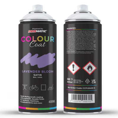 Promatic Colour Coat Lavender Bloom Ral 4005 Satin 1K Acrylic Paint 400Ml from B&Q