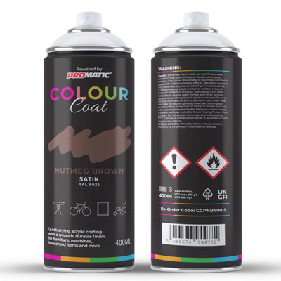 Promatic Colour Coat Nutmeg Brown Ral 8025 Satin 1K Acrylic Paint 400Ml from B&Q