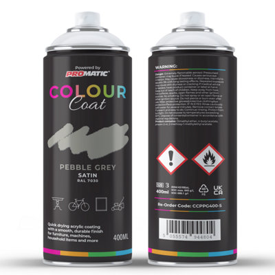 Promatic Colour Coat Pebble Grey Ral 7030 Satin 1K Acrylic Paint 400Ml from B&Q