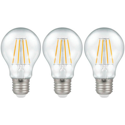 Crompton Lamps Led Gls 7.5W E27 Dimmable Filament Warm White Clear (60W Eqv) (3 Pack) from B&Q