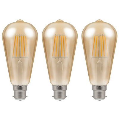 Crompton Lamps Crompton Led Squirrel Cage St64 7.5W B22 Dim Filament Extra Warm White Antique Bronze (50W Eqv) (3 Pack) from B&Q