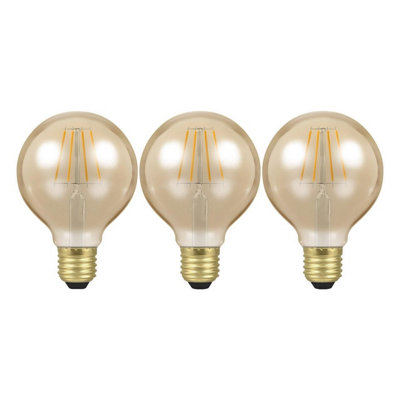 Crompton Lamps Led G80 Globe 5W E27 Dimmable Filament Extra Warm White Antique Bronze (35W Eqv) (3 Pack) from B&Q