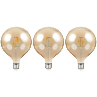 Crompton Lamps Led G125 Globe 7.5W E27 Dimmable Filament Extra Warm White Antique Bronze (60W Eqv) (3 Pack) from B&Q