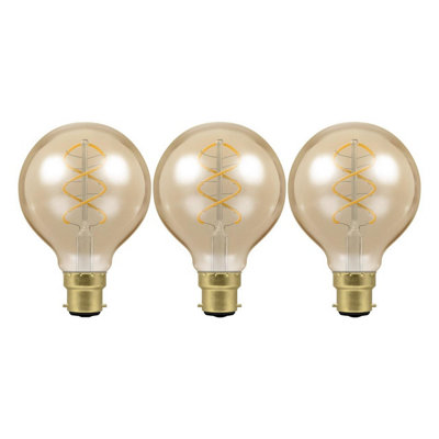 Crompton Lamps Crompton Led G80 Globe 4.9W B22 Dimmable Spiral Filament Extra Warm White Antique Bronze (25W Eqv) (3 Pack) from B&Q