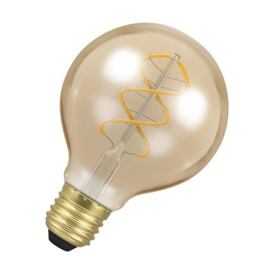 Crompton Lamps Crompton Led G80 Globe 4.9W E27 Dimmable Spiral Filament Extra Warm White Antique Bronze (25W Eqv) (3 Pack) from B&Q