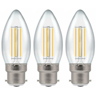 Crompton Lamps Led Candle 5W B22 Dimmable Filament Warm White Clear (40W Eqv) (3 Pack) from B&Q