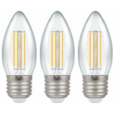 Crompton Lamps Led Candle 5W E27 Dimmable Filament Warm White Clear (40W Eqv) (3 Pack) from B&Q