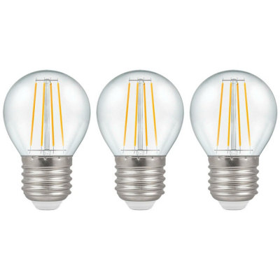 Crompton Lamps Led Golfball 5W E27 Dimmable Filament Warm White Clear (40W Eqv) (3 Pack) from B&Q