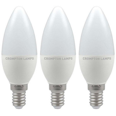 Crompton Lamps Led Candle 4.9W E14 Daylight Opal (40W Eqv) (3 Pack) from B&Q