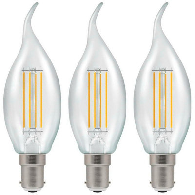 Crompton Lamps Led Bent Tip Candle 5W B15 Dimmable Filament Warm White Clear (40W Eqv) (3 Pack) from B&Q