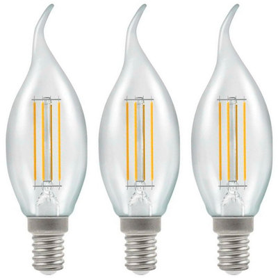 Crompton Lamps Led Bent Tip Candle 5W E14 Dimmable Filament Warm White Clear (40W Eqv) (3 Pack) from B&Q