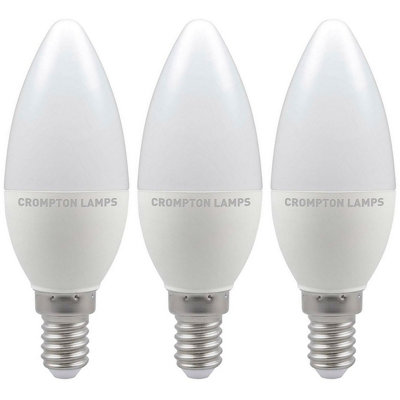 Crompton Lamps Led Candle 5W E14 Dimmable Cool White Opal (40W Eqv) (3 Pack) from B&Q
