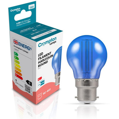Crompton Lamps Blue Led Golfball 4.5W B22 HarlequinIp65 Outdoor Light Bulbs25W Eqv15,000-HrsFor Festoons3-Pack from B&Q