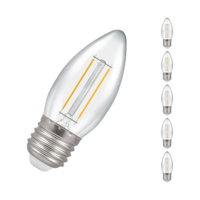Crompton Lamps Led Candle 2.5W E27 Dimmable Filament (5 Pack) Warm White Clear (25W Eqv) from B&Q
